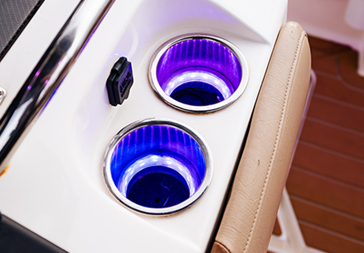 SCM-RAL-Cup-Holder-720×500-2 SCM-RAL Series Small Round LED Accent Lights illuminating two cup holders
